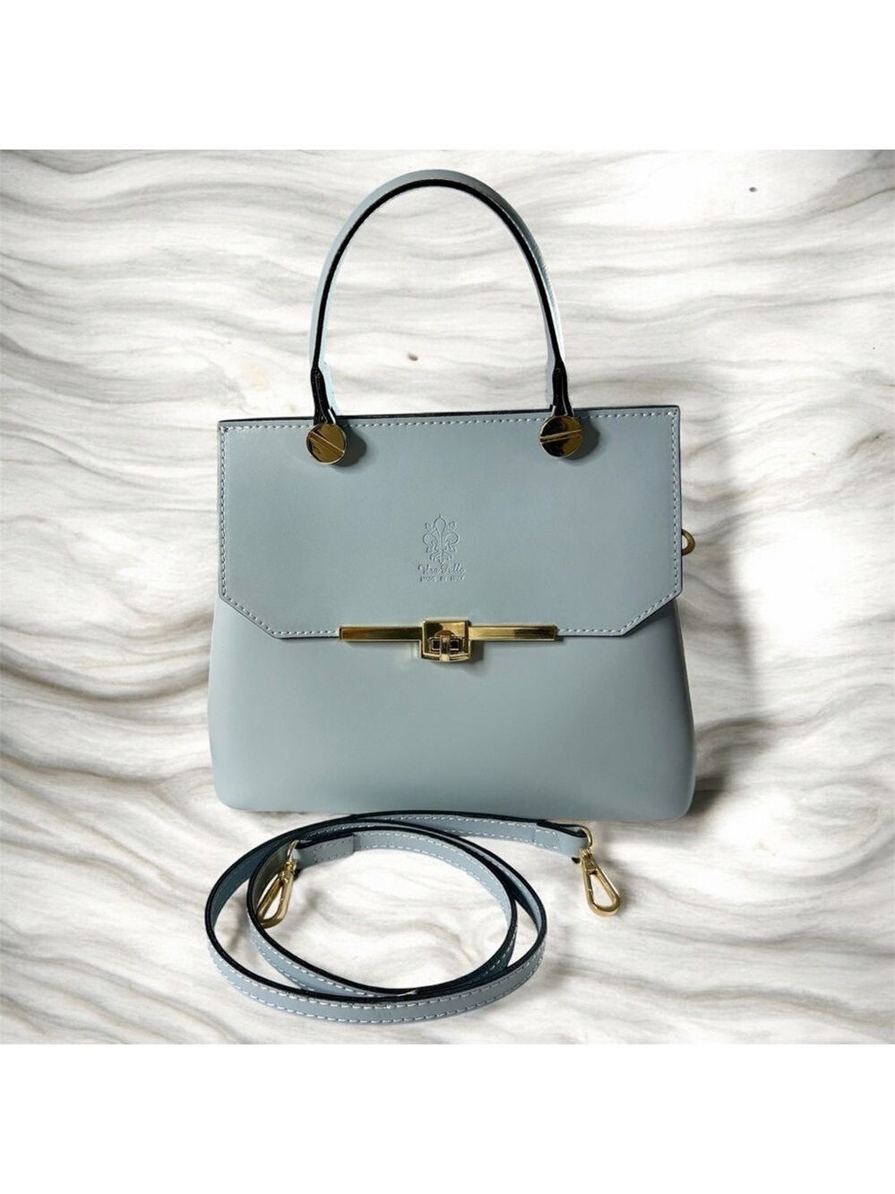 Vera Pelle Made in Italy Women's Baby Blue Handbag - Picture 14 of 14